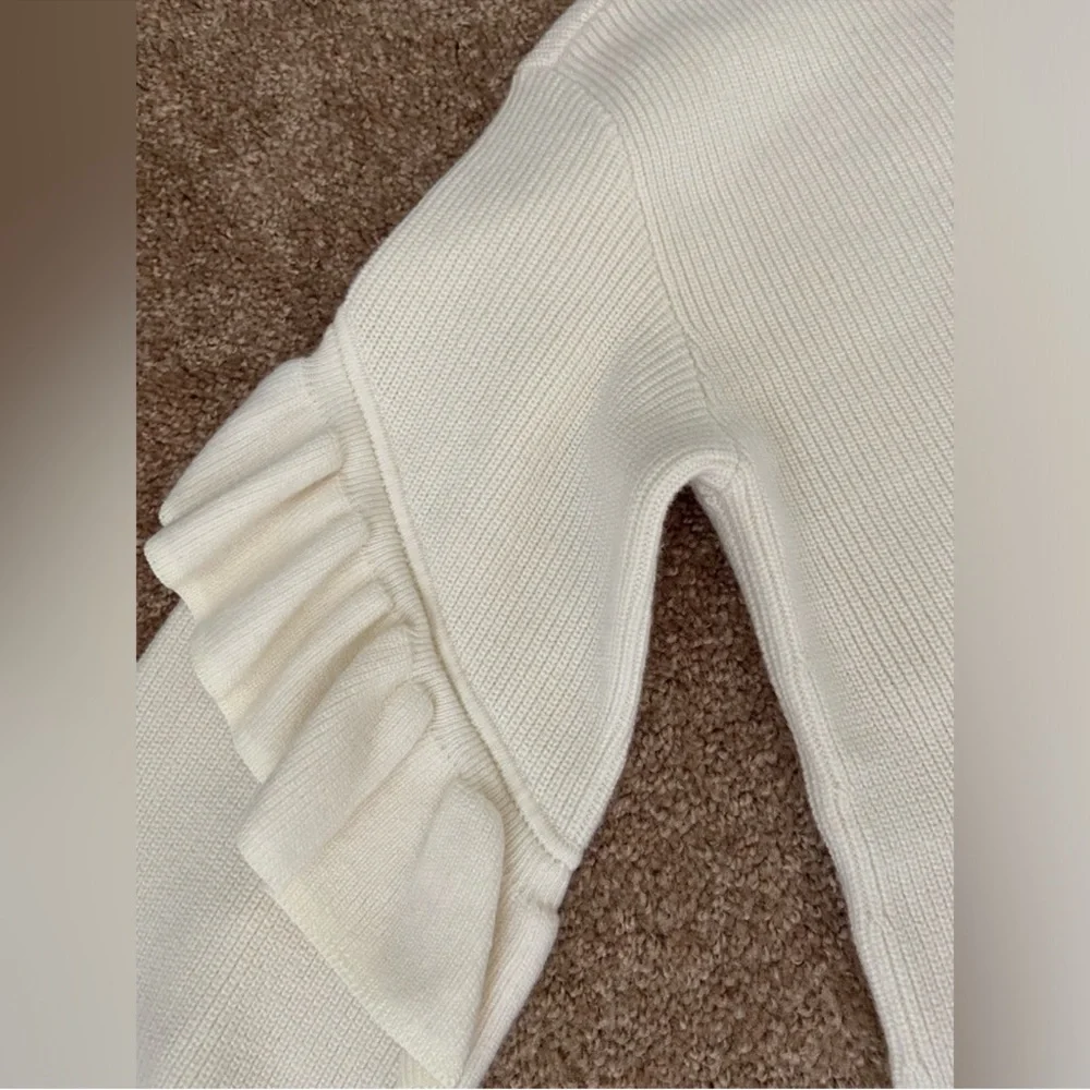 EUC Tory Burch Ashley Ruffled Bell Sleeves Pullover Knit Sweater Wool Ivory